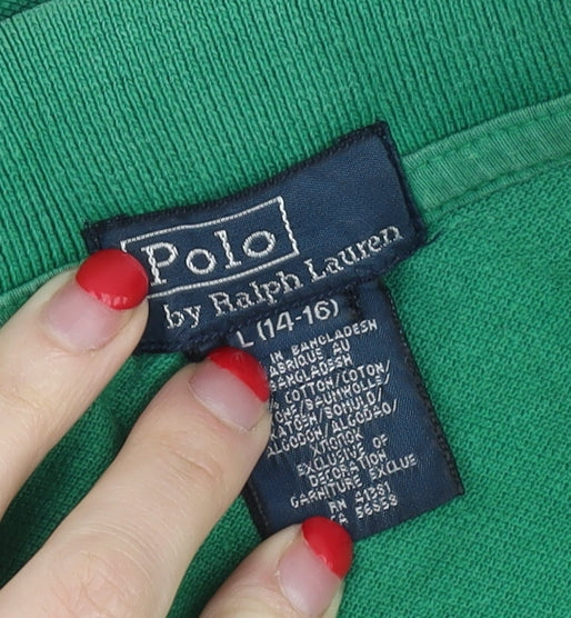 Ralph Lauren Green Cotton Polo Shirt Women L Casual