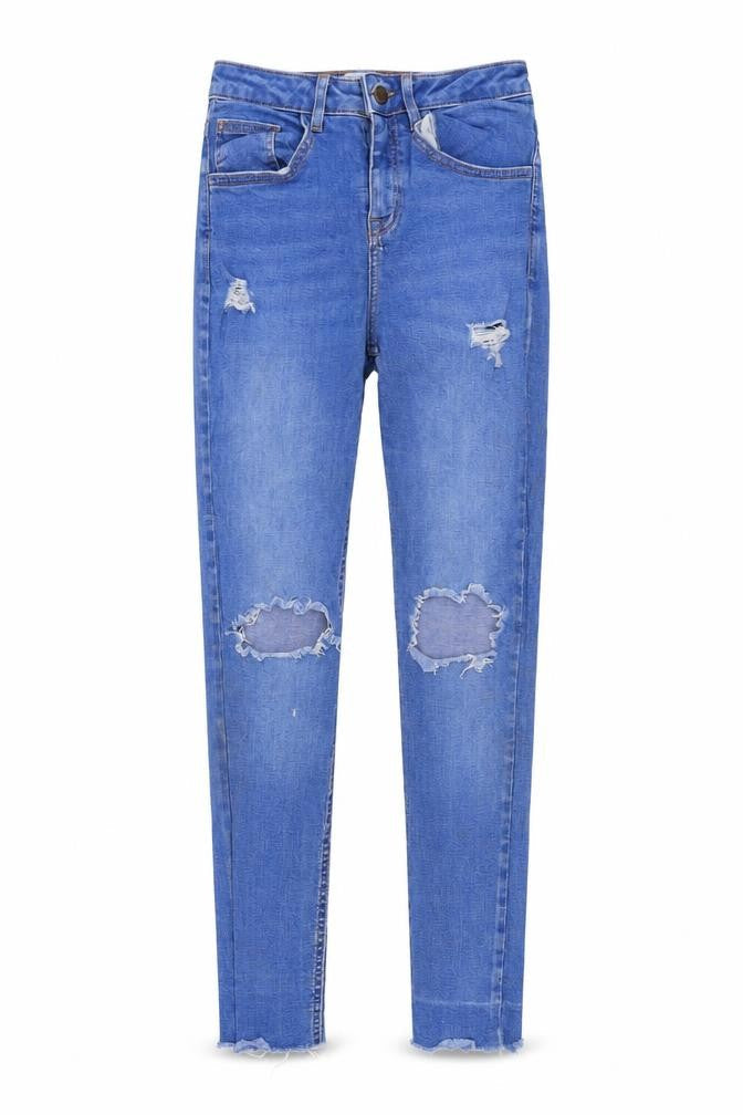 New Look Girls Blue Skinny Jeans Age 14 Stretch Ripped
