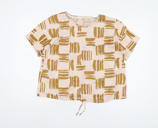 White Stuff Women's Beige Geometric Blouse UK 14