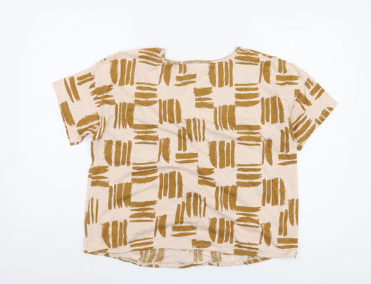 White Stuff Women's Beige Geometric Blouse UK 14