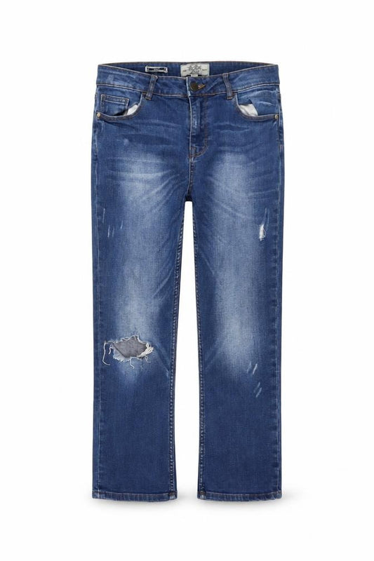 Fat Face Womens Blue Straight Jeans Size 6 Distressed