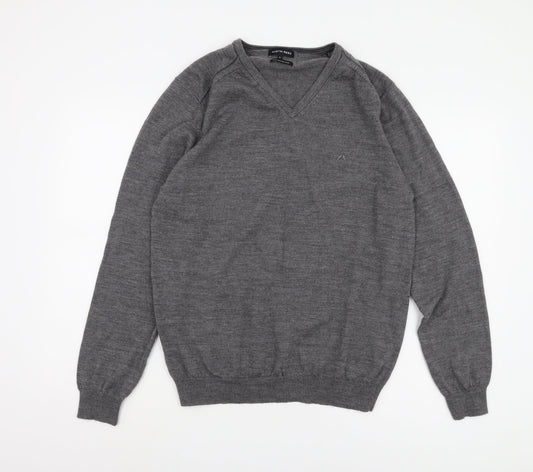 Austin Reed Men's Grey Wool V-Neck Pullover Jumper L