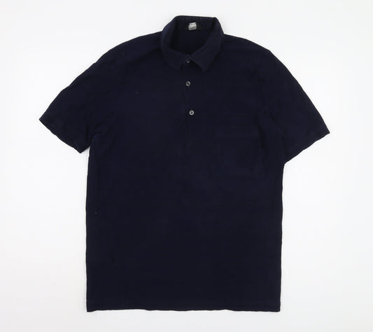 Marks and Spencer Men's Blue Polo Shirt L