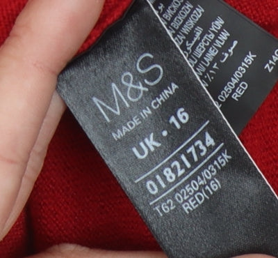 Marks and Spencer Women's Red Pullover Jumper Size 16