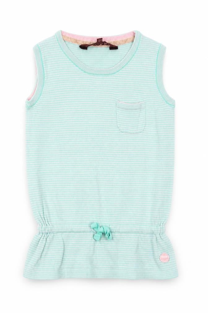 Front view of Ted Baker girls’ green striped tank top 2-3 years