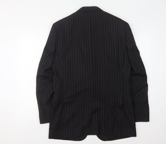 T.M. Lewin Men's Black Wool Striped Blazer Size 39