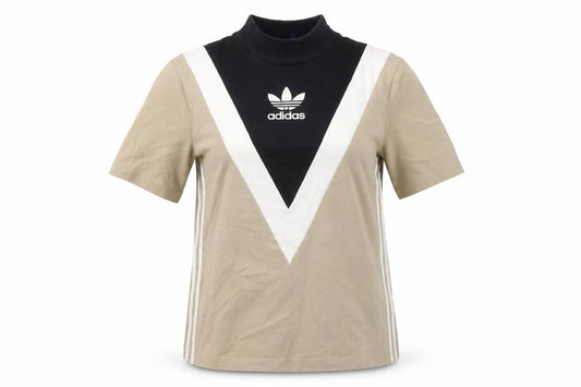 Womens UK Size 4 adidas Beige Cotton T-Shirt