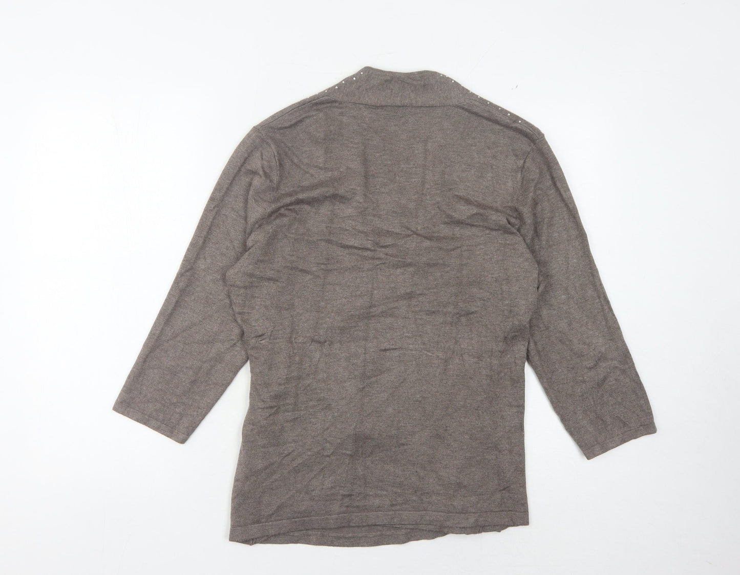 Windsmoor Women's Brown Wrap Jumper, M, Studded V-Neck