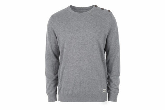 Jack & Jones Men's Grey Pullover Jumper L Button Accent