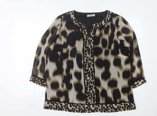 Windsmoor Women's Black Animal Print Blouse Size 14