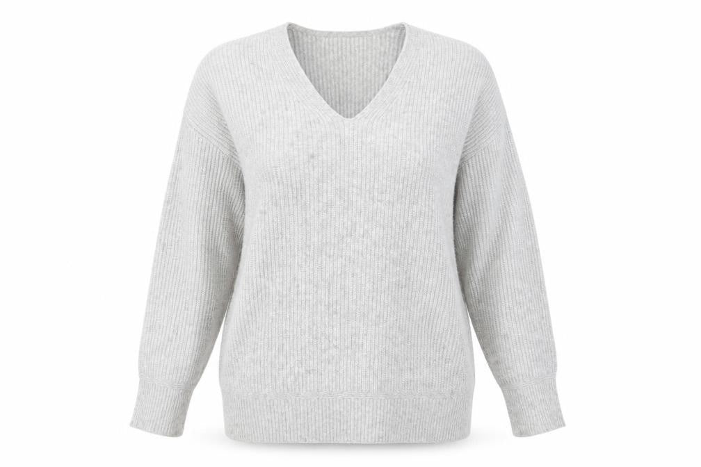 Marks and Spencer Women's Grey V-Neck Pullover Jumper - L