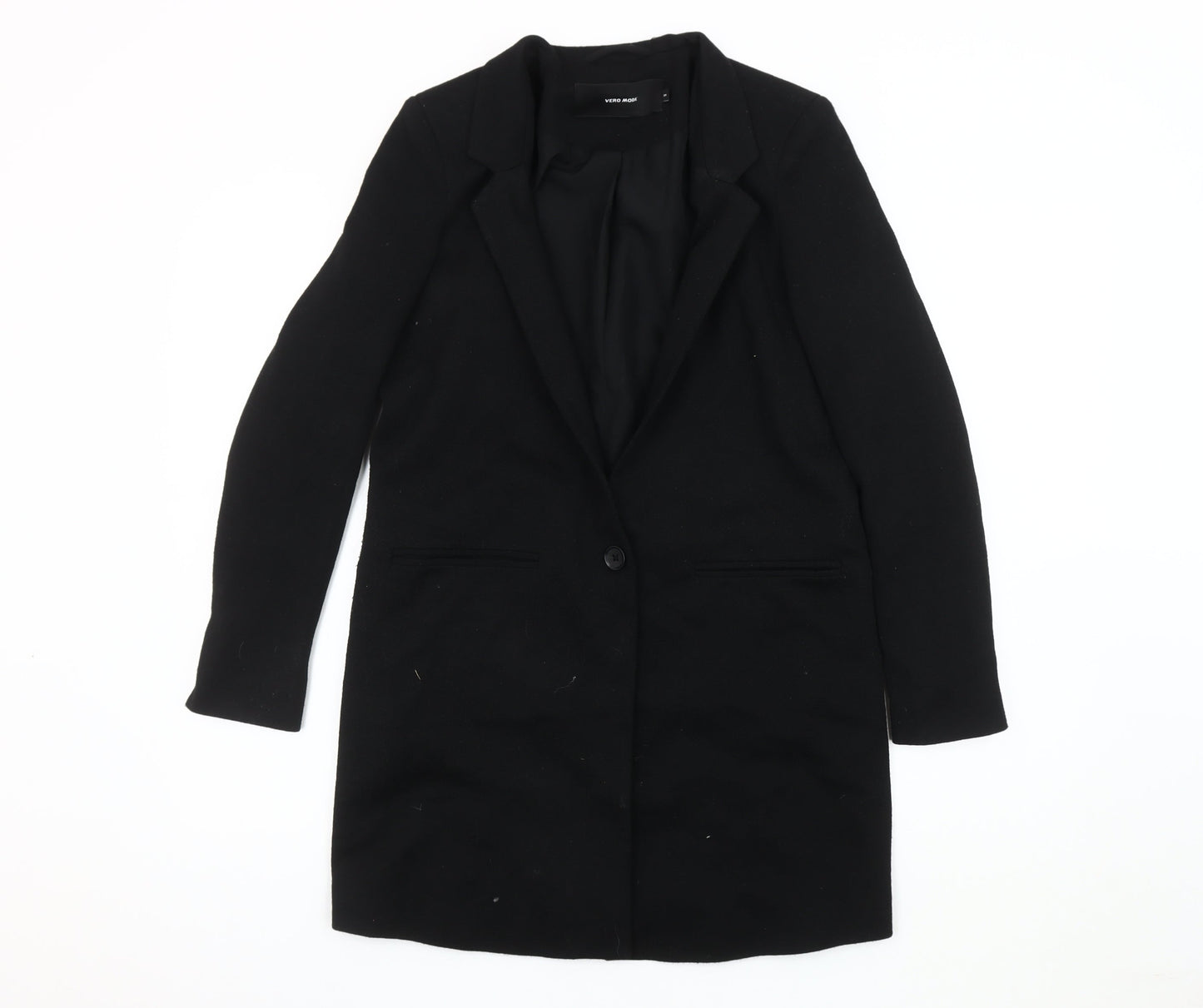 Vero Moda Women's Black Long Coat, Size 6, Lined