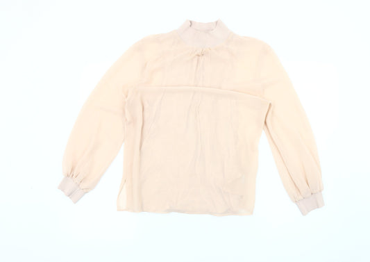 Reiss Women's Beige High Neck Blouse - Size S