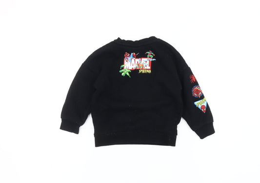 Marvel Spiderman Boys Black Sweatshirt 2-3 Years Pullover