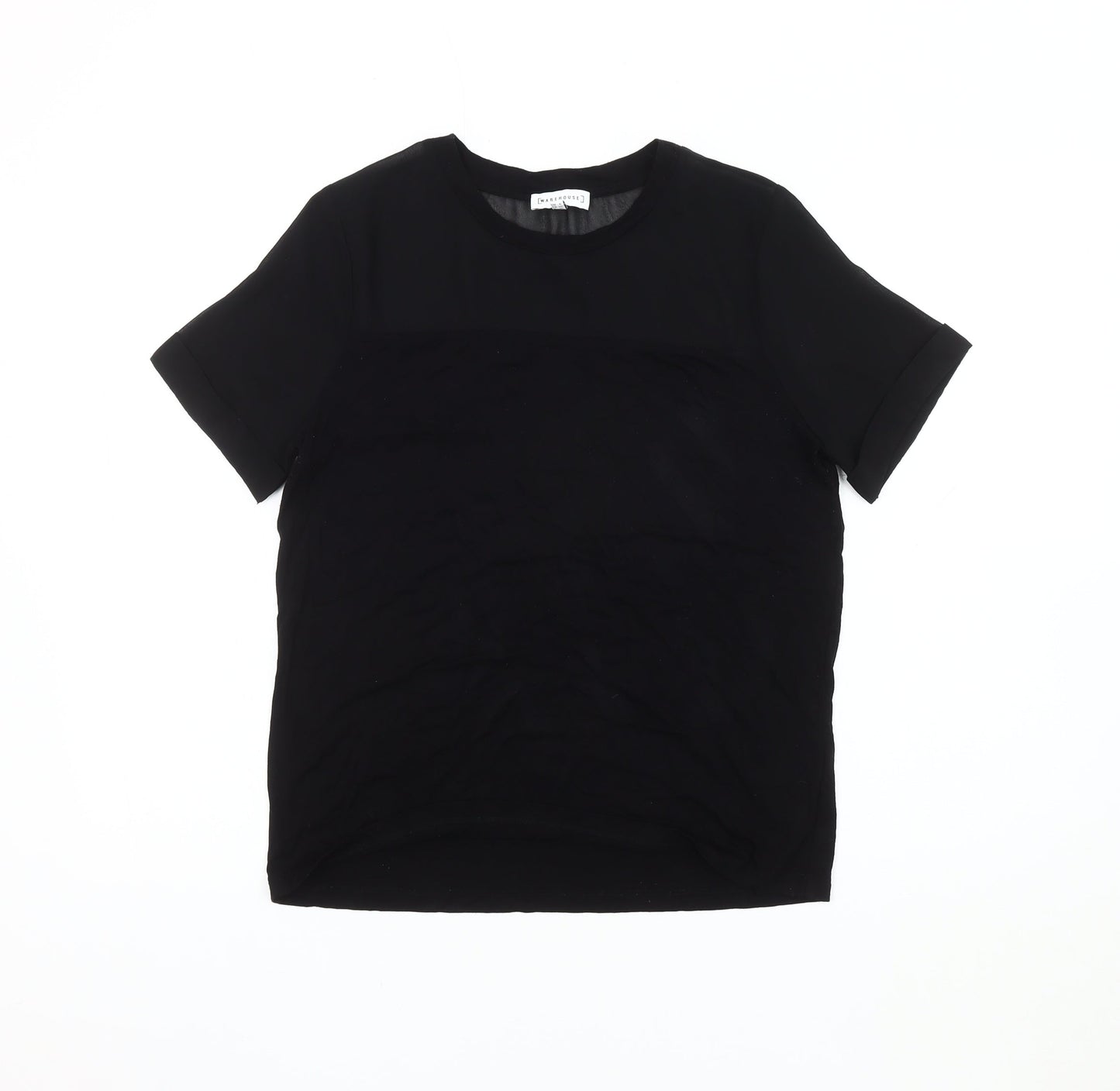 Warehouse Women's Black Short Sleeve Top Size 10