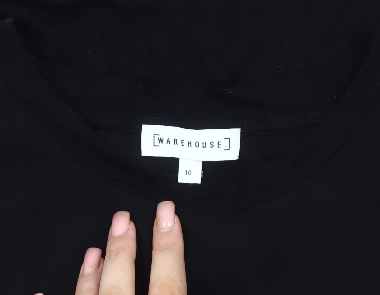 Warehouse Women's Black Short Sleeve Top Size 10