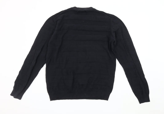 Troy Men's Black Crew Neck Pullover Jumper Size L
