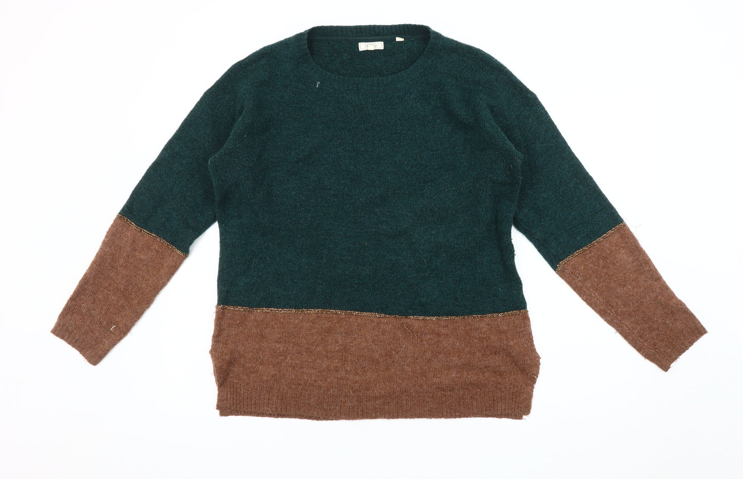Fat Face Women's Green Brown Pullover Jumper Size 12