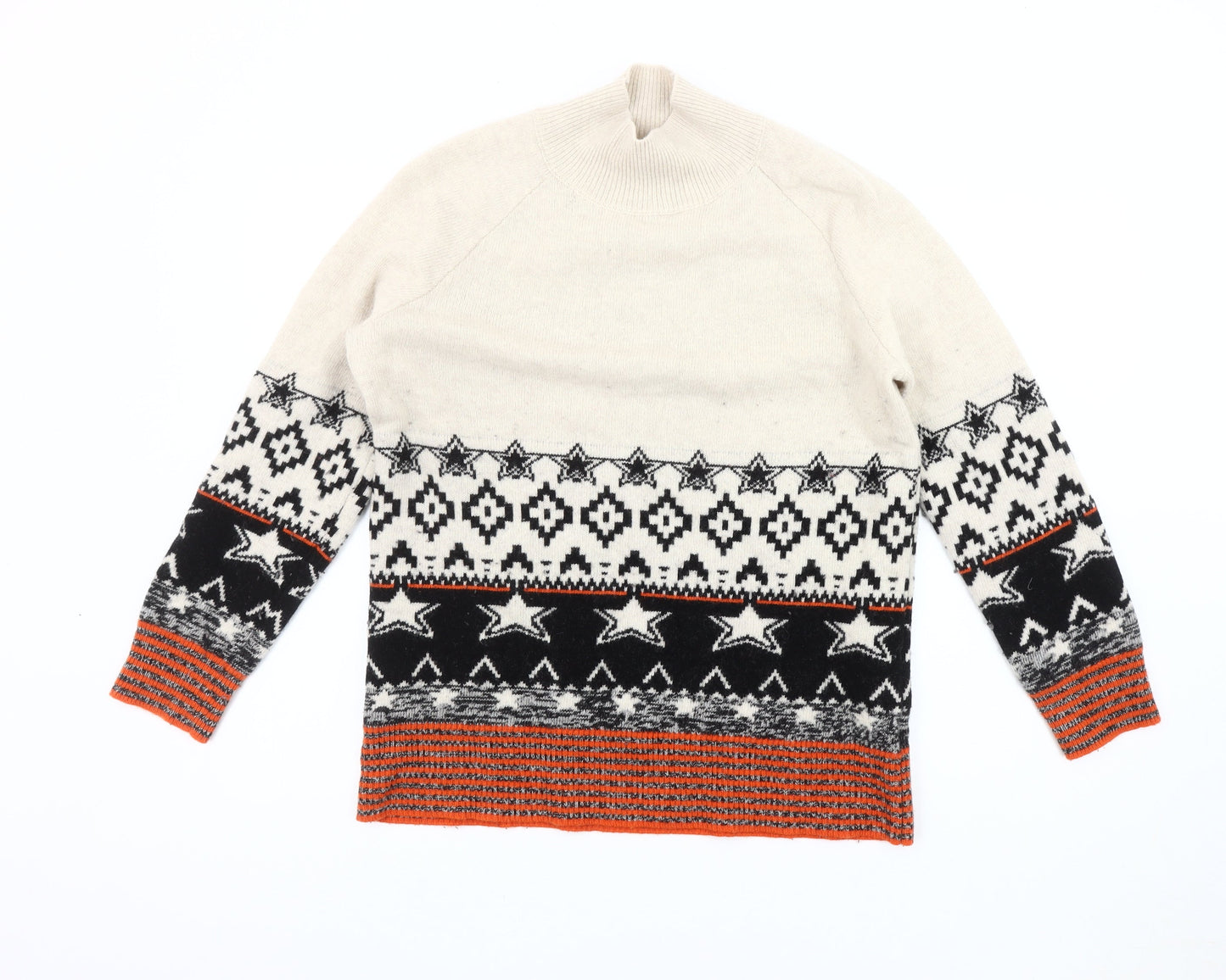 White Stuff Women's Beige Fair Isle Jumper Size 10