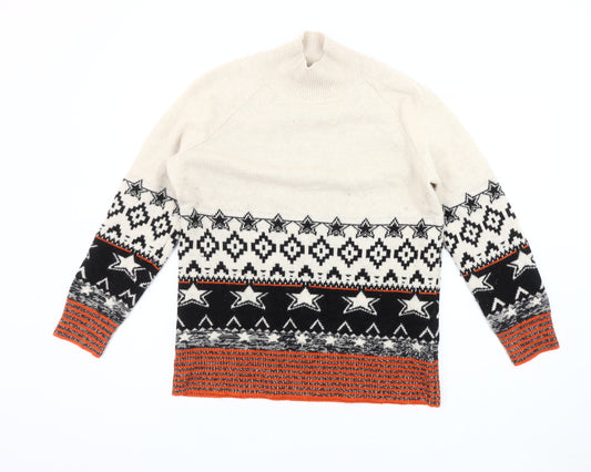 White Stuff Women's Beige Fair Isle Jumper Size 10