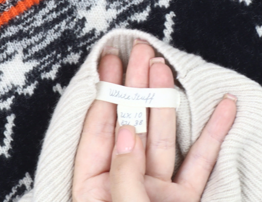 White Stuff Women's Beige Fair Isle Jumper Size 10