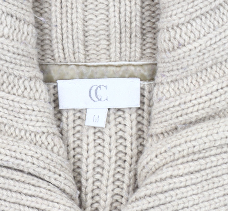 CC Women's Beige Knit Cardigan M with Button Detail