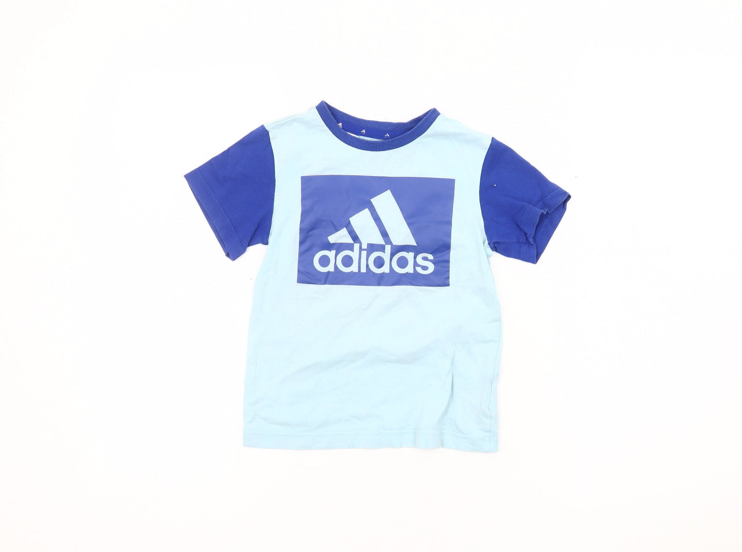 Adidas Boys Blue Graphic T-Shirt, 3-4 Years, Sporty Casual
