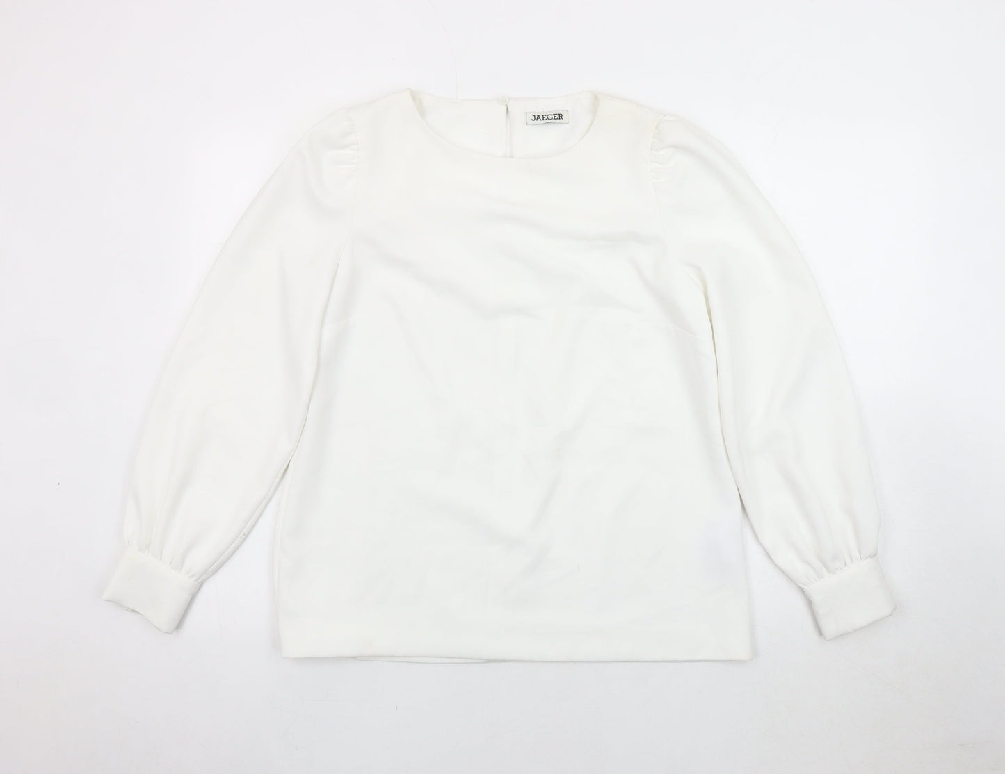 Jaeger Women's White Blouse Size 12 with Button Accents