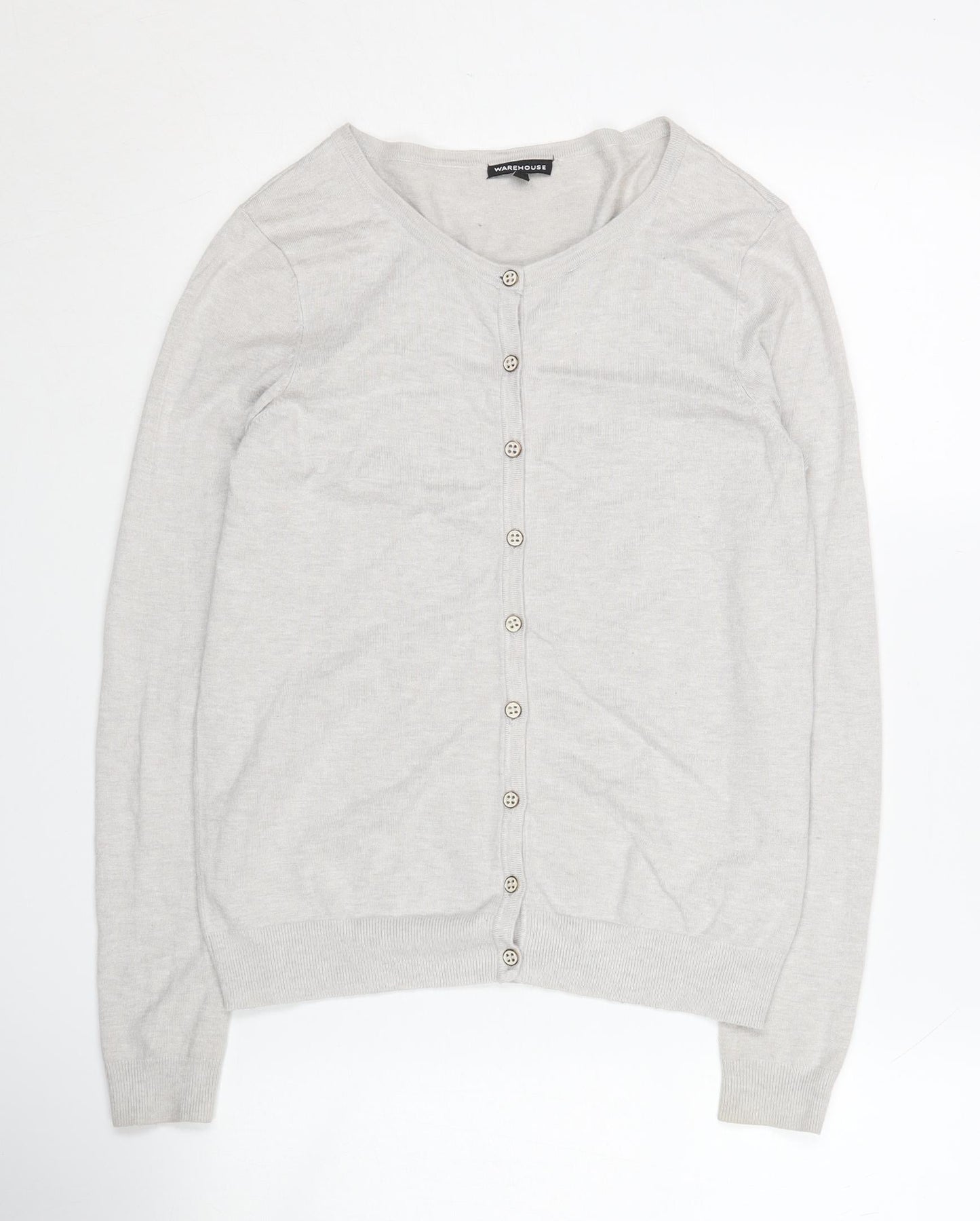 Warehouse Women's Grey Cardigan M Crew Neck Button