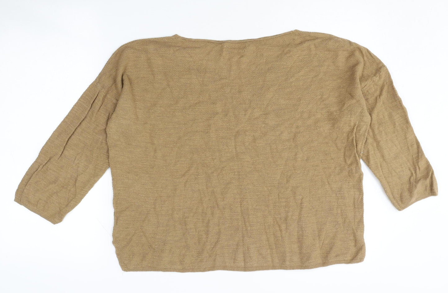 Benetton Women's Beige Pullover Jumper V-Neck S