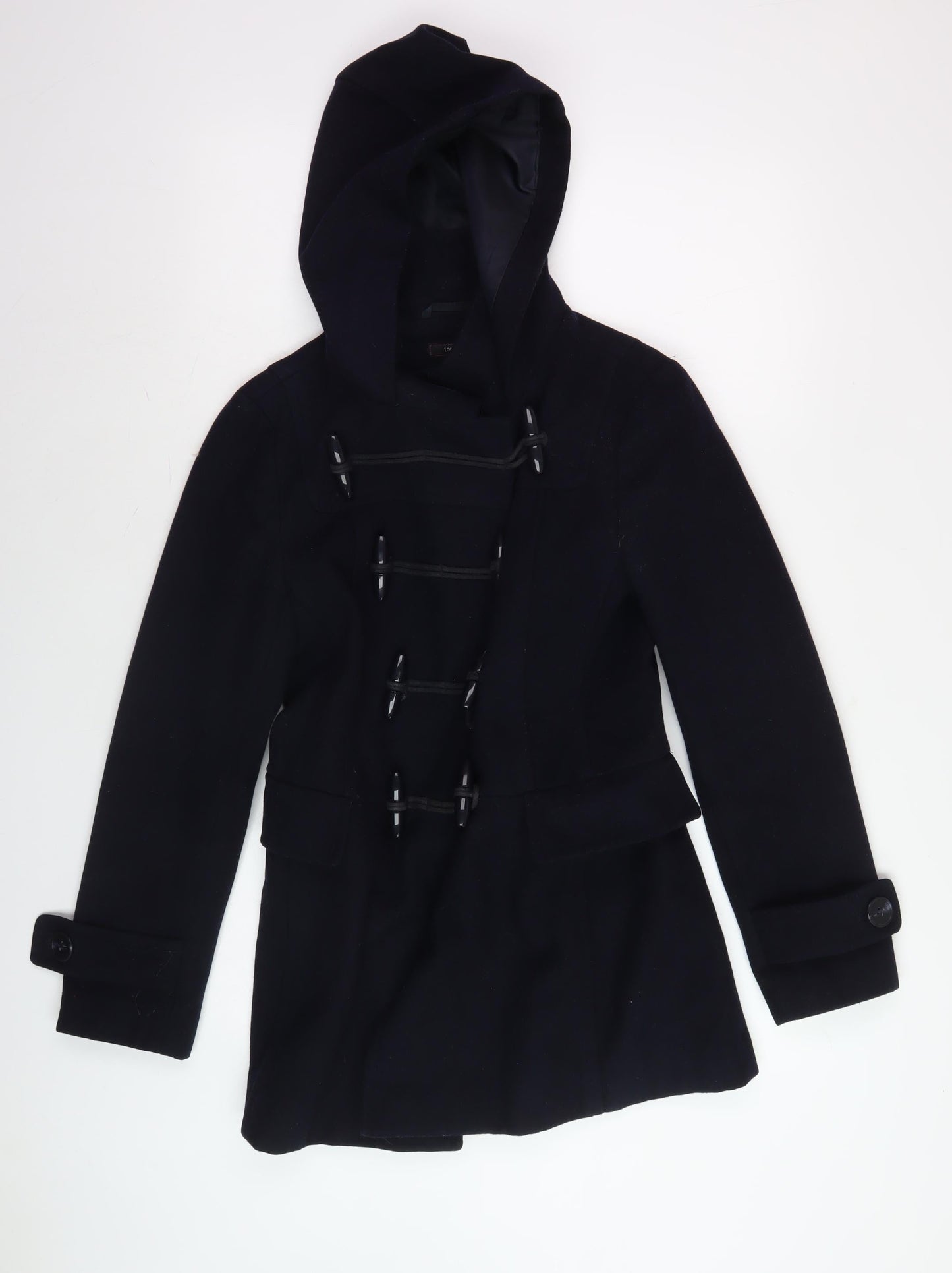 Therapy Women's Black Mid-Length Hooded Coat, Size 8