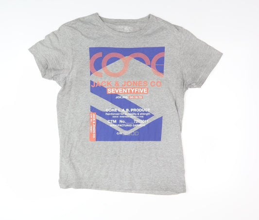 Jack & Jones Men's Grey Graphic Print T-Shirt - L