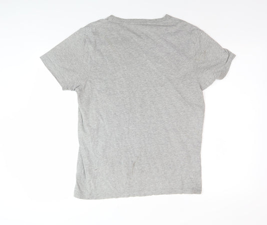 Jack & Jones Men's Grey Graphic Print T-Shirt - L
