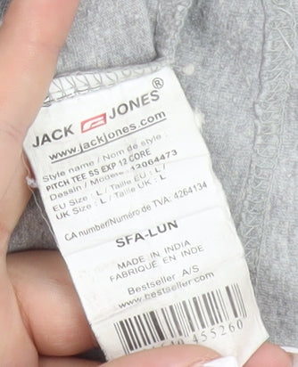 Jack & Jones Men's Grey Graphic Print T-Shirt - L