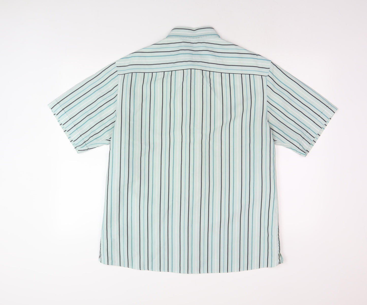 Marks and Spencer Men's Blue Striped Shirt - Medium