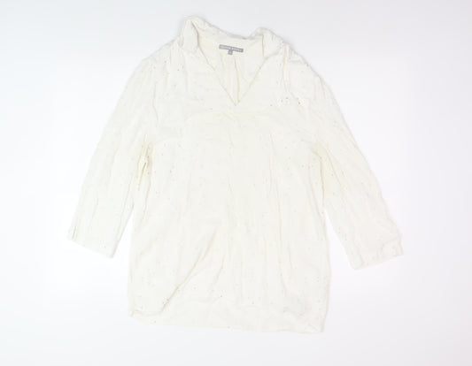 Oliver Bonas Women's White Blouse Size 14 V-Neck