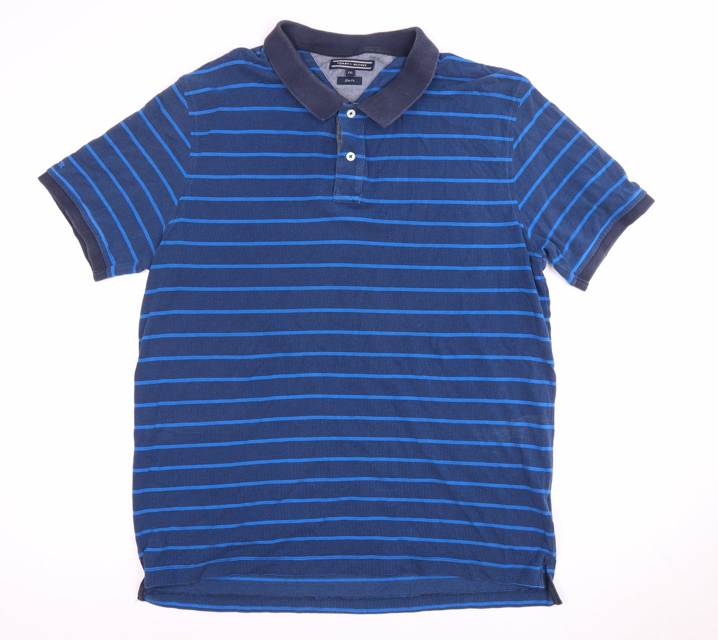 Tommy Hilfiger Men's Blue Striped Polo 2XL Slim