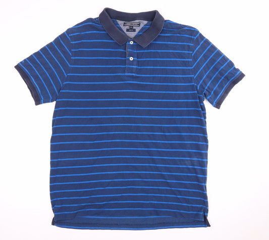 Tommy Hilfiger Men's Blue Striped Polo 2XL Slim