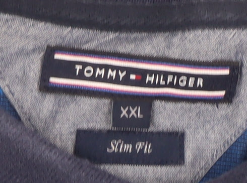 Tommy Hilfiger Men's Blue Striped Polo 2XL Slim
