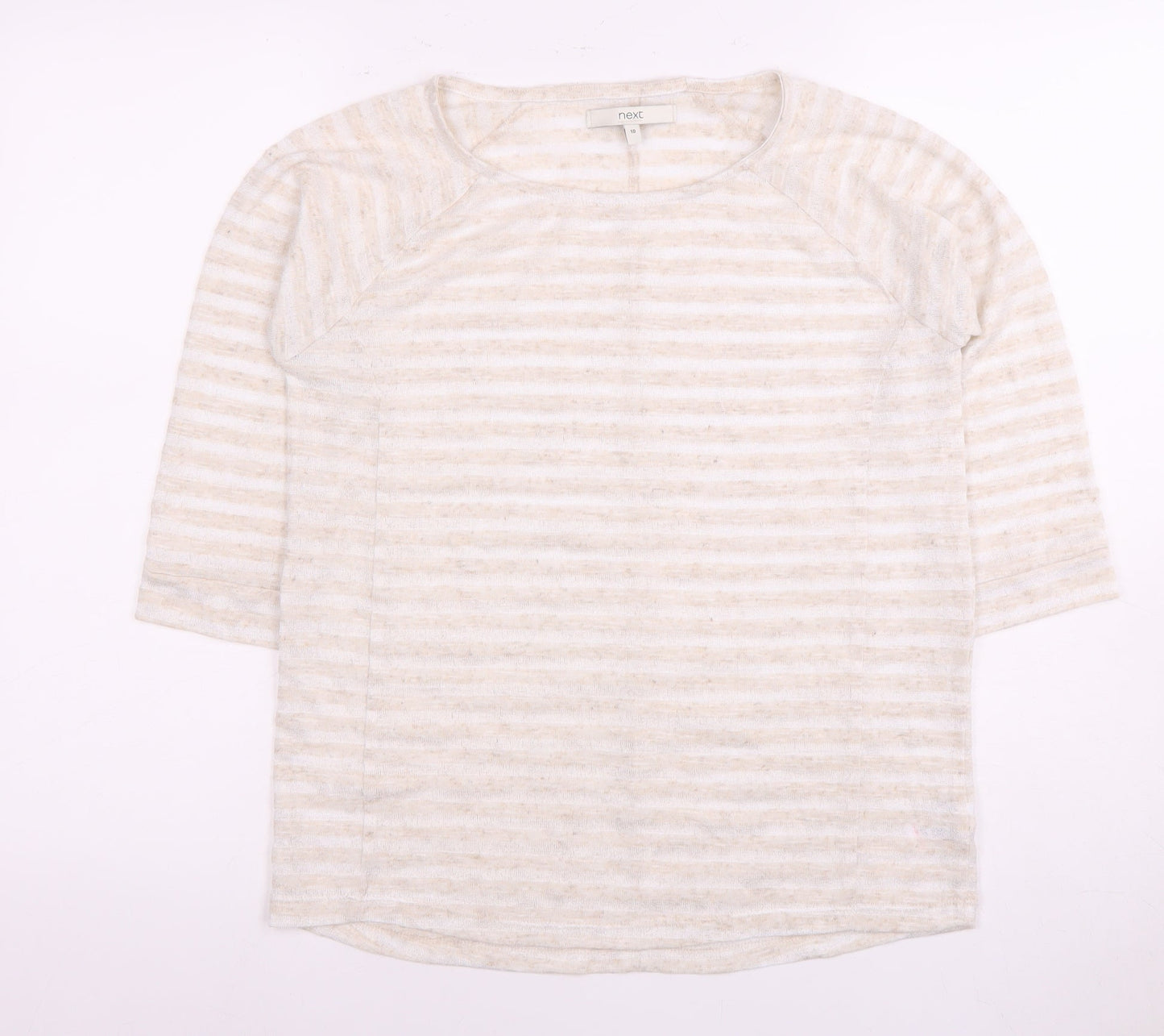 Next Women's Ivory Striped Crew Neck Top Size 10