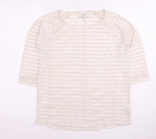 Next Women's Ivory Striped Crew Neck Top Size 10