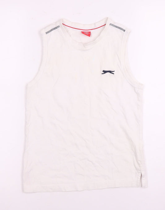 Slazenger Boys White Tank Top, Size 7-8, Casual Sleeveless