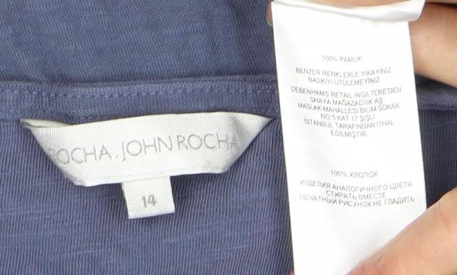 John Rocha Women's Blue T-Shirt Size 14