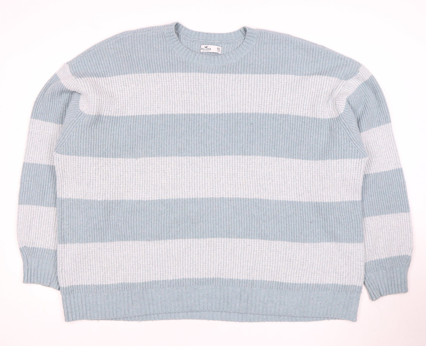 Hollister Women's Blue Striped Pullover Jumper 2XL