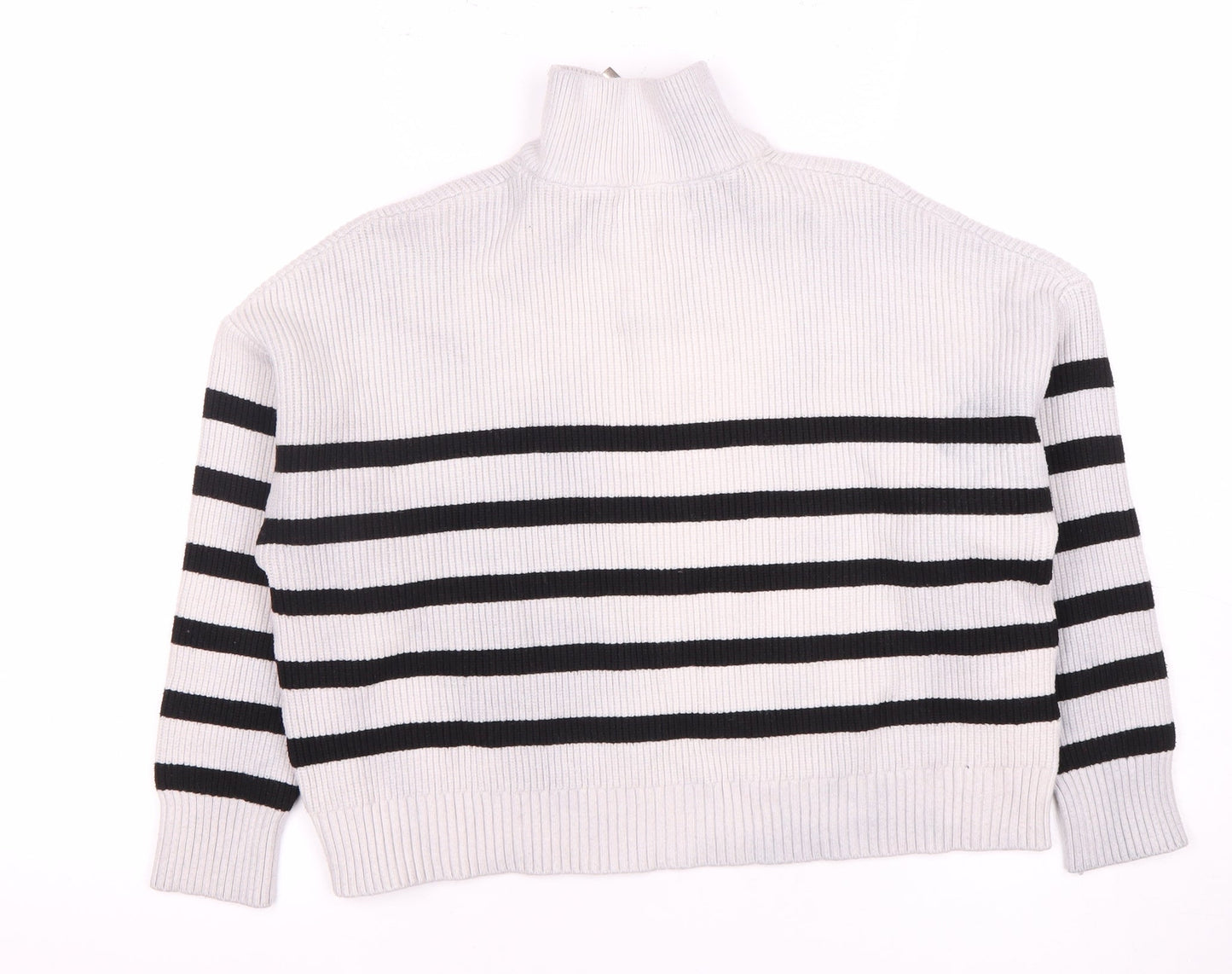 MNG Women's Black & White Striped XS High Neck Jumper