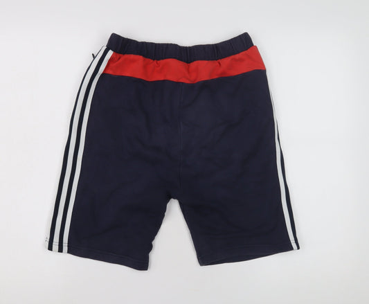 Adidas Boys Blue Athletic Shorts 16Y Elastic Waist
