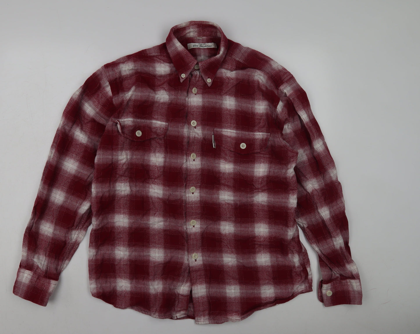 Ben Sherman Men's Red Plaid Long Sleeve Shirt M