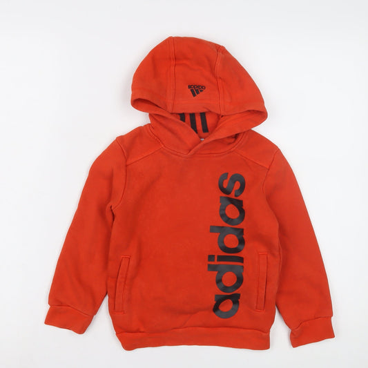 Adidas Boys Orange Hoodie, 5-6 Years, Casual Sportswear