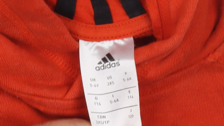 Adidas Boys Orange Hoodie, 5-6 Years, Casual Sportswear