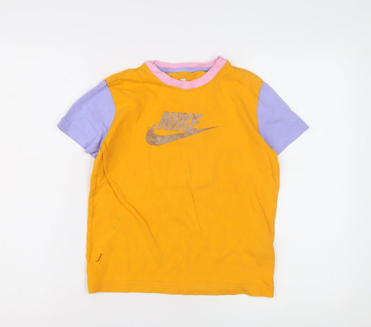 Nike Girls Yellow T-Shirt, 9-10 Years, Relaxed Fit, Sports